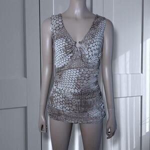Y2k snakeskin print ruched v neck